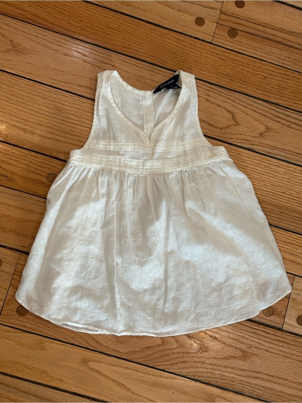 Ralph Lauren Girls Vintage White Cotton Sleeveless Baby/Toddler Dress size 6